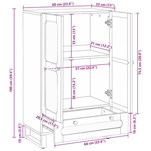 Highboard Braun Mango Massivholz 110cm