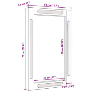 Braun Badezimmerspiegel Mango Massivholz 50x70 cm