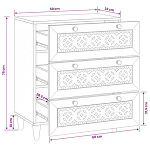 Sideboard Hellbraun Mango Massivholz 60x33x75cm