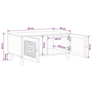 Couchtisch Akazie Massivholz Hellbraun 80x50 cm