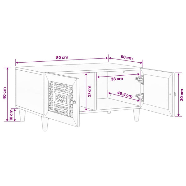 Couchtisch Akazie Massivholz Hellbraun 80x50 cm