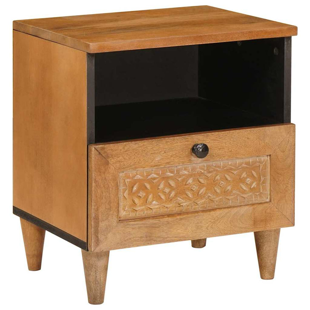 vidaXL Nightstand Light Brown 40 x 33 x 46 cm Solid Acacia Wood