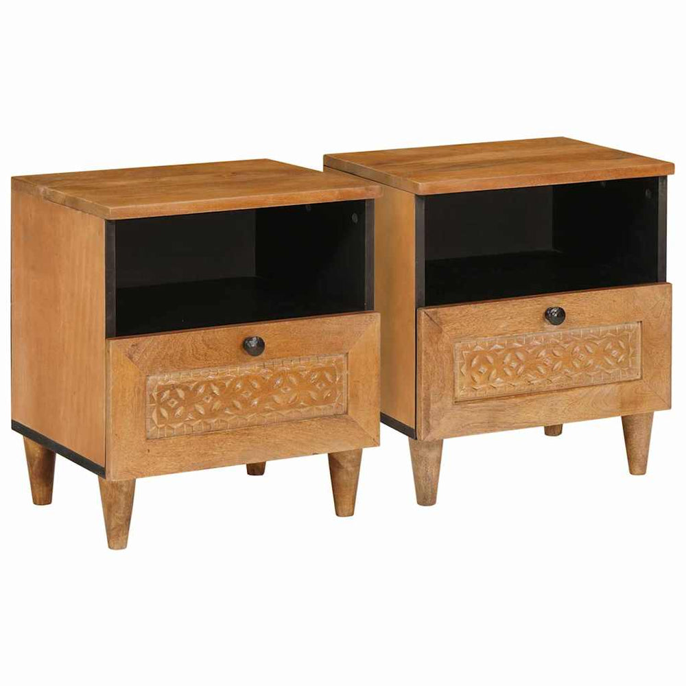 vidaXL Bedside Cabinet 2 pcs Light Brown 40 x 33 x 46 cm Solid Acacia Wood