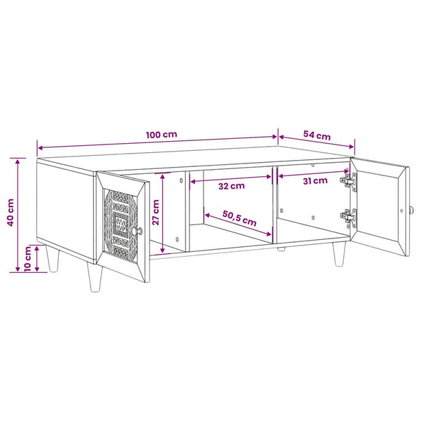 Couchtisch Akazie Massivholz Hellbraun 100x54 cm
