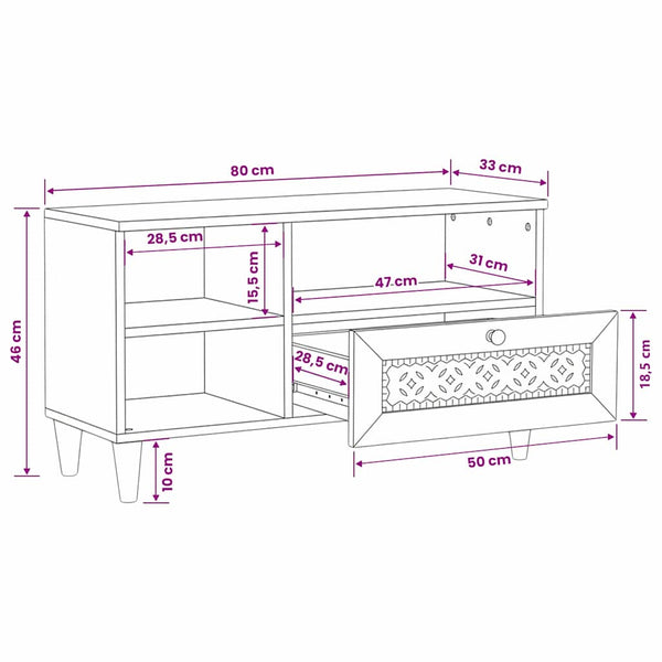 TV-Schrank Hellbraun mit Regal 80cm
