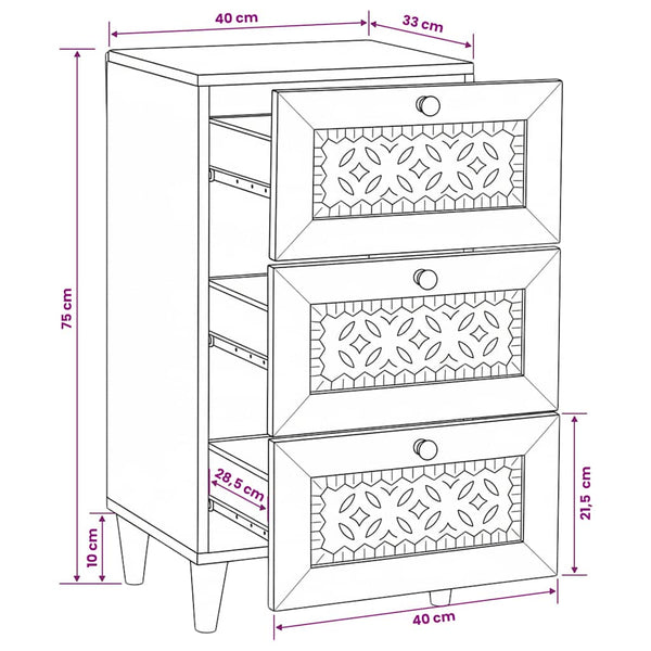 vidaXL Sideboard with Drawers Light Brown 33.5 x 40 x 75 cm