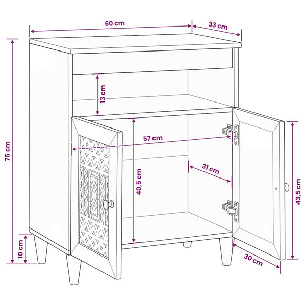 Sideboard Hellbraun 60x33.5x75 cm