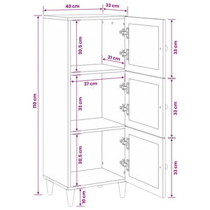 Highboard Hellbraun Massivholz Mango 110 cm