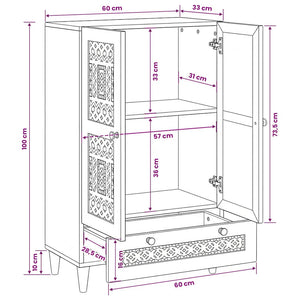Massivholz Highboard Hellbraun Mango 60x33x100cm