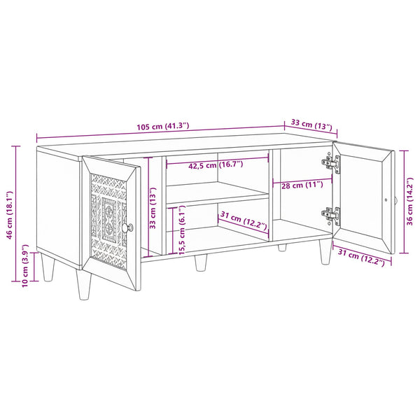 Weißes TV-Regal mit Stauraum 105 cm