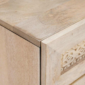 Beige Nachttisch Akazie Massivholz 50x60 cm