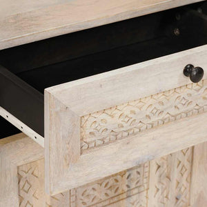 Beige Nachttisch Akazie Massivholz 50x60 cm