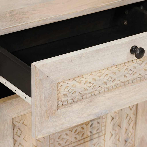 Beige Nachttisch Akazie Massivholz 50x60 cm
