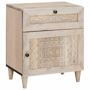 Beige Nachttisch Akazie Massivholz 50x60 cm