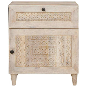 Beige Nachttisch Akazie Massivholz 50x60 cm