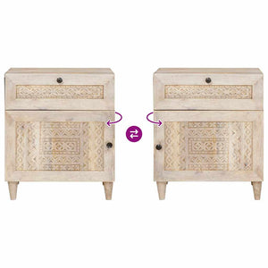 Beige Nachttisch Akazie Massivholz 50x60 cm