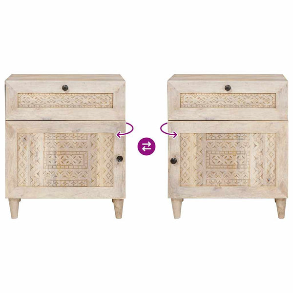 Beige Nachttisch Akazie Massivholz 50x60 cm