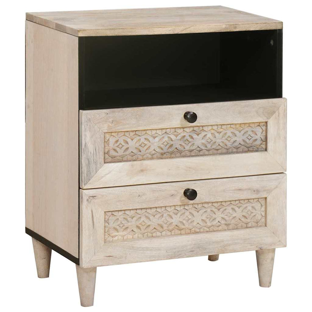 vidaXL Bedside Table with Shelf Beige 50x33x62 cm Solid Acacia Wood