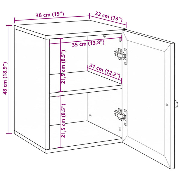 vidaXL Meuble bas de salle de bain avec porte Blanc 38 x 33 x 48 cm Bois d'ingénierie