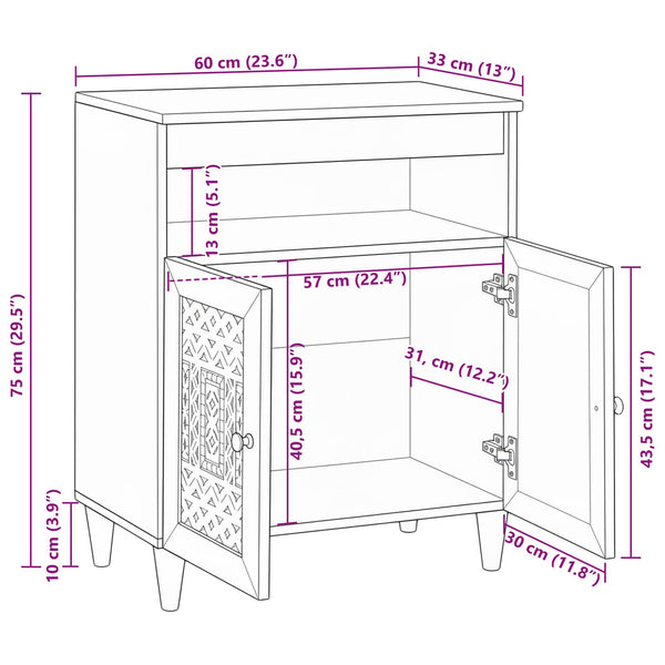 vidaXL Sideboard White 33.5 x 60 x 75 cm