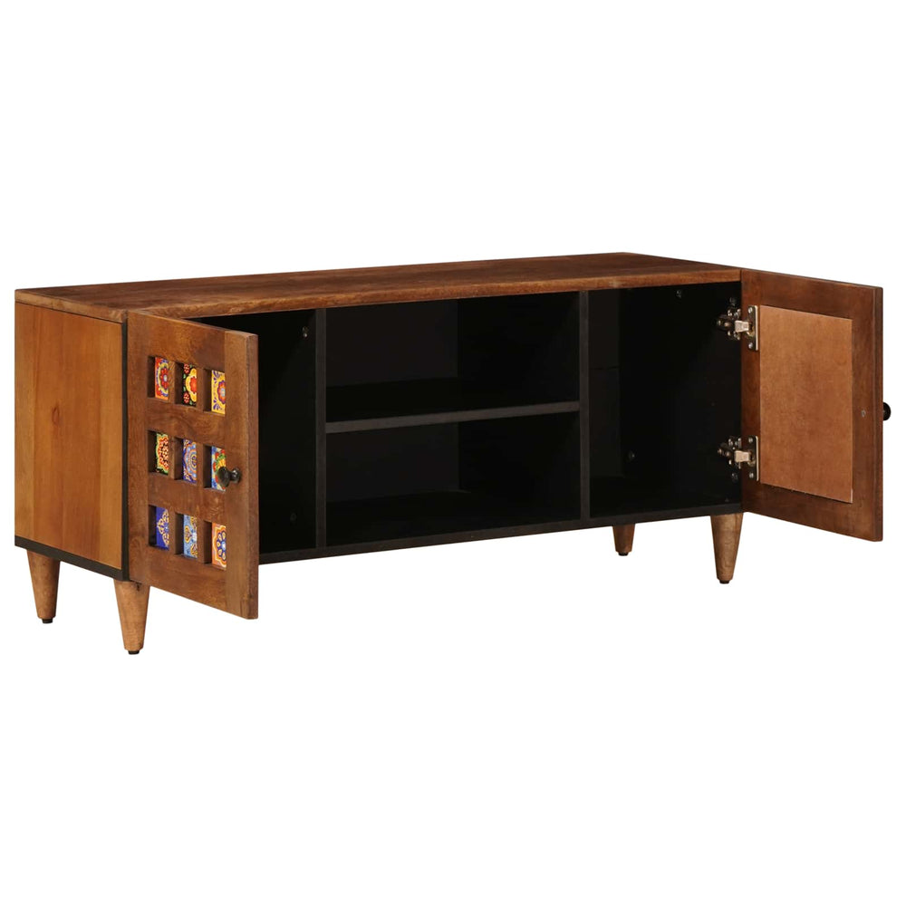 Meuble TV vidaXL avec étagère Noyer 105 x 33 x 46 cm Bois de manguier massif
