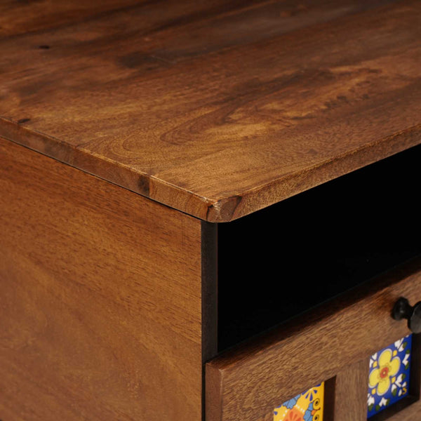 Meuble TV vidaXL avec étagère Noyer 70 x 33 x 46 cm Bois de manguier massif