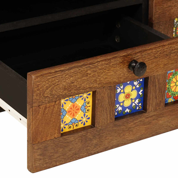 Meuble TV vidaXL avec étagère Noyer 70 x 33 x 46 cm Bois de manguier massif