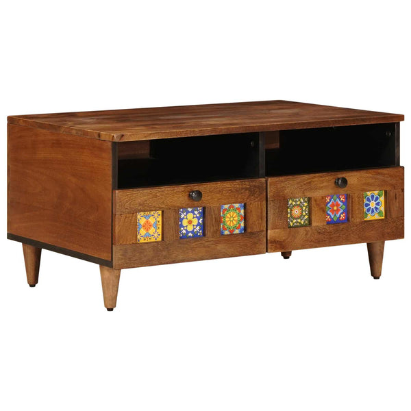 Meuble TV vidaXL avec étagère Noyer 70 x 33 x 46 cm Bois de manguier massif