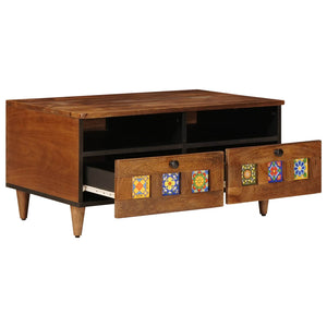 Meuble TV vidaXL avec étagère Noyer 70 x 33 x 46 cm Bois de manguier massif