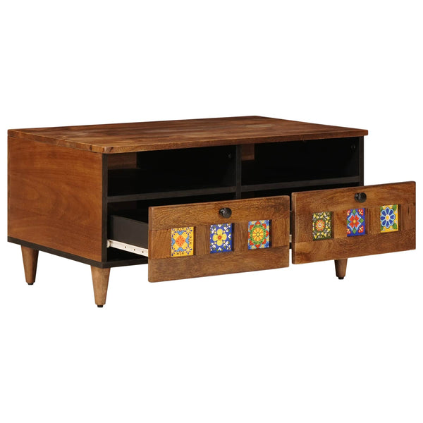 Meuble TV vidaXL avec étagère Noyer 70 x 33 x 46 cm Bois de manguier massif