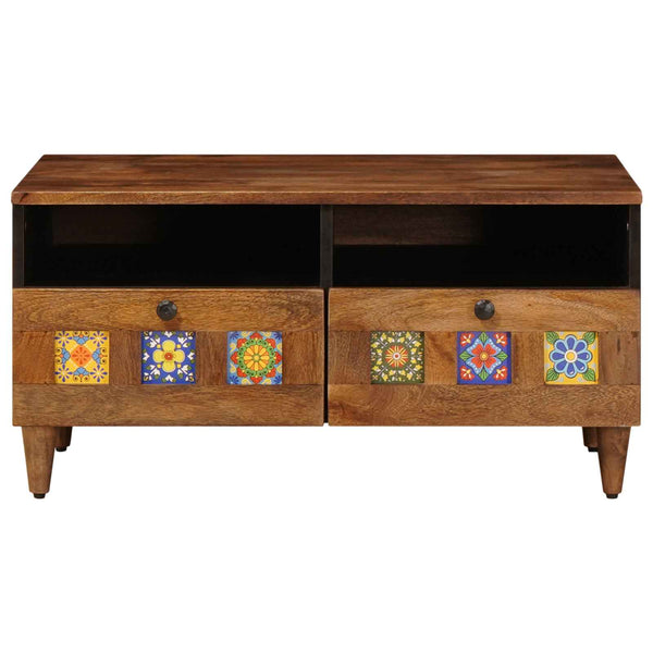 Meuble TV vidaXL avec étagère Noyer 70 x 33 x 46 cm Bois de manguier massif