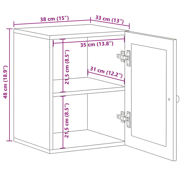 Hängender Badezimmerschrank Walnuss 38x33x48cm