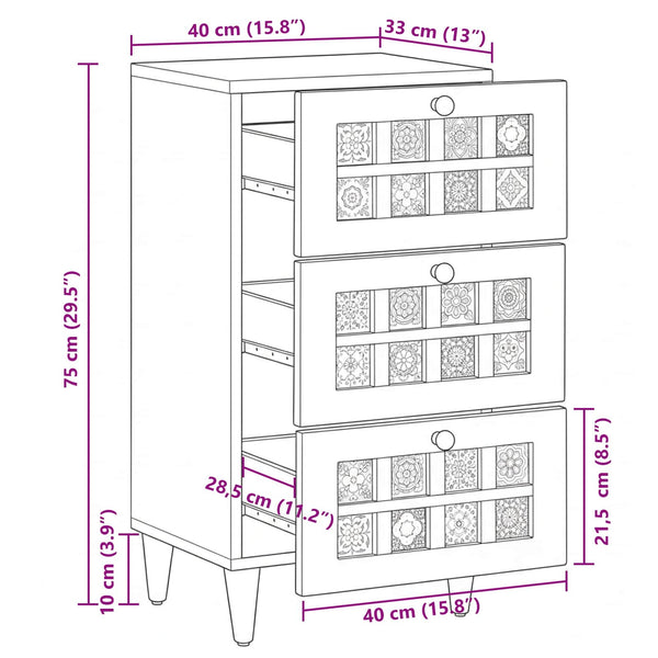 Sideboard Walnuss Mango Massivholz 40x33x75cm