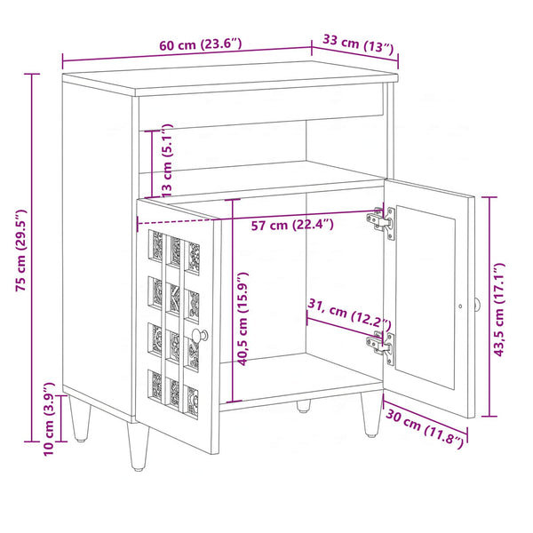 Sideboard Mango Massivholz 60x75cm