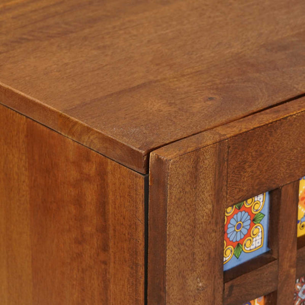 Walnuss Sideboard mit Regal Mango Massivholz 90 cm