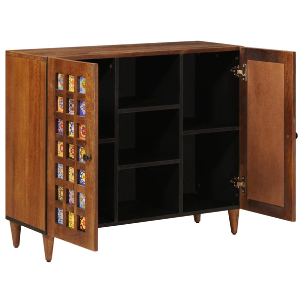 Walnuss Sideboard mit Regal Mango Massivholz 90 cm