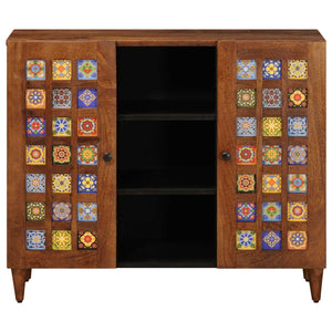 Walnuss Sideboard mit Regal Mango Massivholz 90 cm