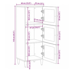 Highboard Walnuss Mango Massivholz 110 cm