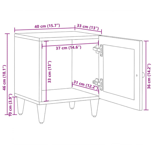 Nachttisch Mango Massivholz 40x33,5x46 cm