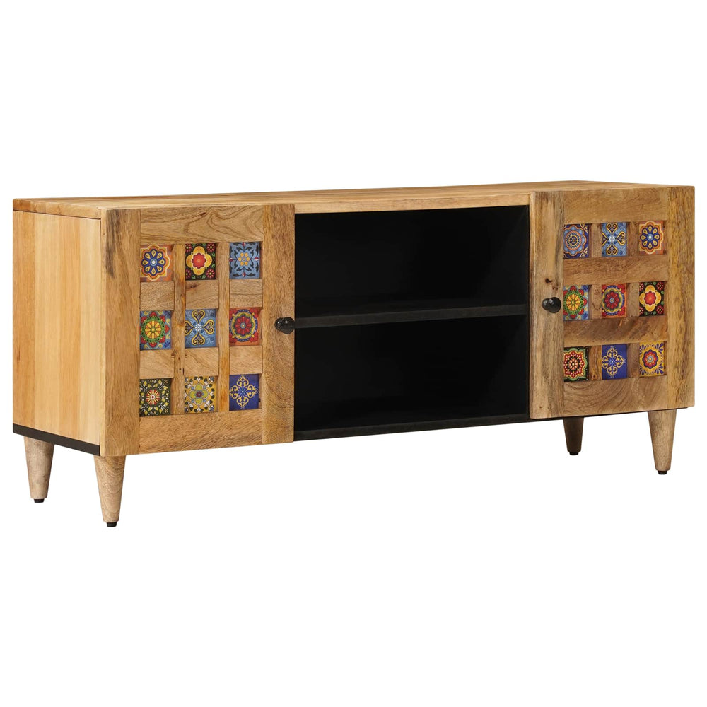 Meuble TV vidaXL avec étagère naturel 105 x 33 x 46 cm Bois de manguier massif
