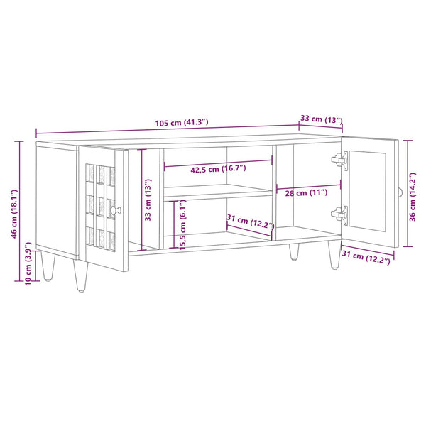 TV-Schrank Mango Massivholz 105 cm