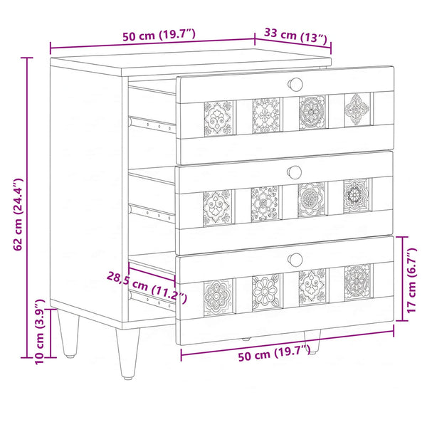Nachttisch Mango Massivholz 50x33x62 cm