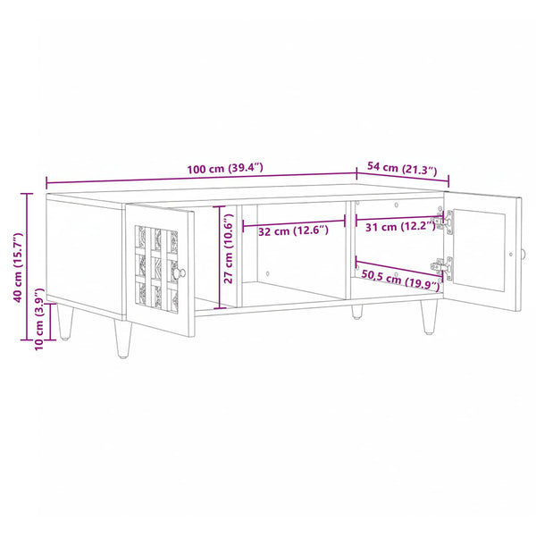 Massiver Mango Couchtisch Natur 100cm