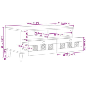 Massivholz Mango Couchtisch, 80 cm