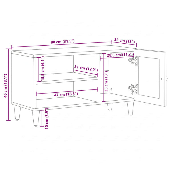 TV-Schrank Mango Massivholz 80cm