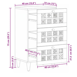 Sideboard Mango Massivholz 40x33x75 cm