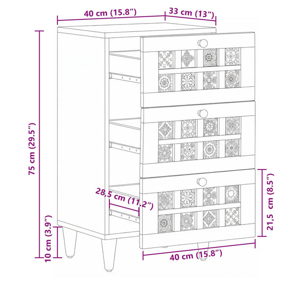 Sideboard Mango Massivholz 40x33x75 cm