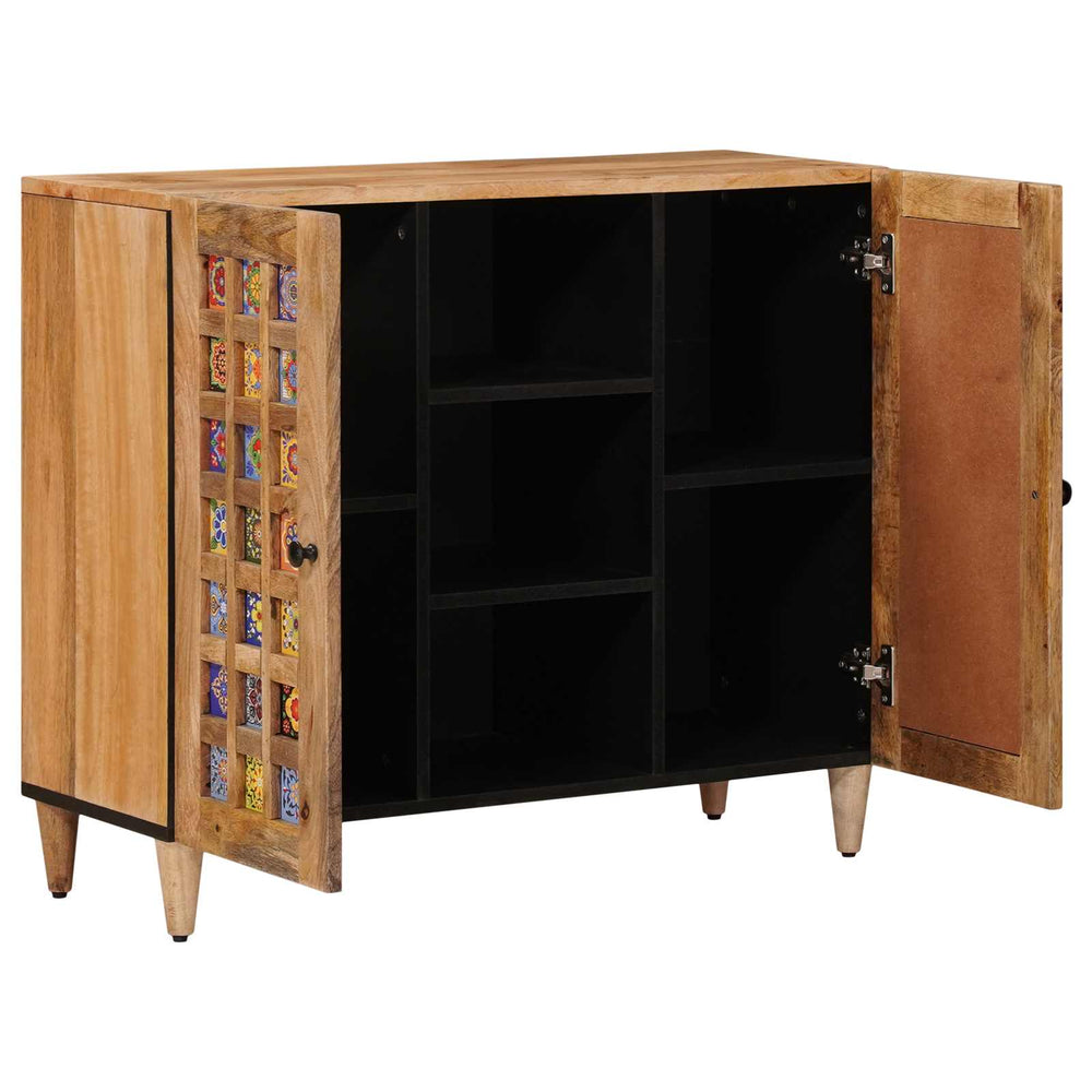 vidaXL Sideboard with Shelf Natural 90 x 33 x 75 cm Solid Mango Wood