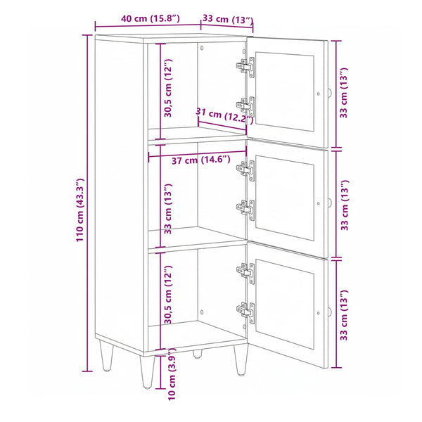 Highboard Mango Massivholz 110cm