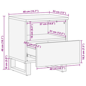 Nachttisch Mango Massivholz Braun 40x33x46 cm